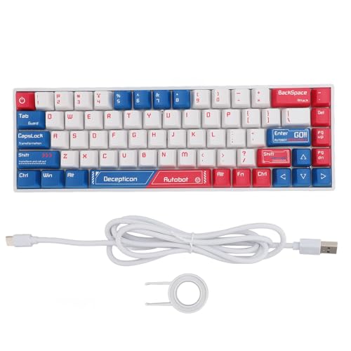 FREEWOLF 60%メカニカルキーボード、レッドスイッチホットスワップ可能なタイプC有線/Bluetooth/2.4G 3モード68キーワイヤレスミニキーボード、RGBバックライト付き、3000mAh充電式ゲーミングキーボード、グリーングレード Jectscme8rfp67k