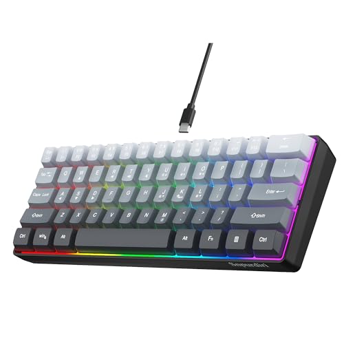 Snpurdiri 60%有線ゲーミングキーボード 61キー RGBバックライト 超コンパクト 小型ゲーミングキーボード PC/Macゲーマー タイピスト 旅行 持ち運び簡単 出張 (グレーブラック)
