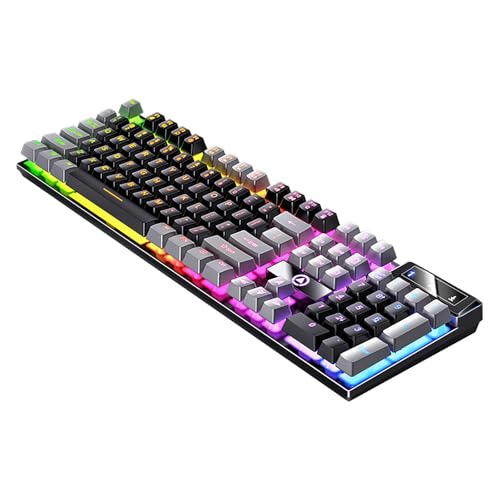 Lovskoo 有線キーボード ゲーミング RGBキーボード 104キー メカニカル ポータブル コンピューターキーボード USBバックライト タイプライター キーボード プラグアンドプレイ デスクアクセサリー クールなもの 誕生日プレゼント 10代の男の子/男性向け