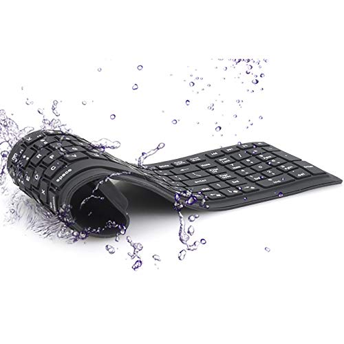 ZhaoGangLi ゲーミングキーボード 電話タブレットユニバーサルワイヤレスBluetoothキーボード防水折り畳み式シリコーンソフト支援システム PC用キーボード 仕事用 ゲーム用 (Color : Black, Size : 360 x 105 x 8 mm)