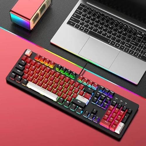 HOTGEEJP ゲーミングeスポーツ有線メカニカルキーボード、青、黒、茶、赤軸サイレント軸 (黒の背景 - 3色（内側の赤、黒、白）)