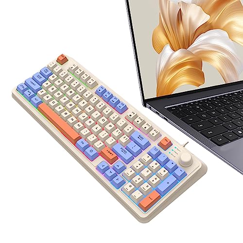KJOET ゲーミング キーボード メカニカル,94 キー バックライト付きメカニカル キーボード | K82 学生のために輝くトリコロール メカニック キーボード有線ゲーム キーボード MH27384