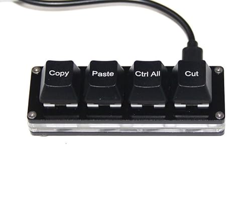 Mini 4キー セレクトオールカット コピー ペースト マクロパッド Ctrl A X C V ショートカット 片手キーボード RGB ゲーミング メカニカル キーボード OSU キーパッド プログラマブルキーボード 仕事やゲーム用 (ブラック)