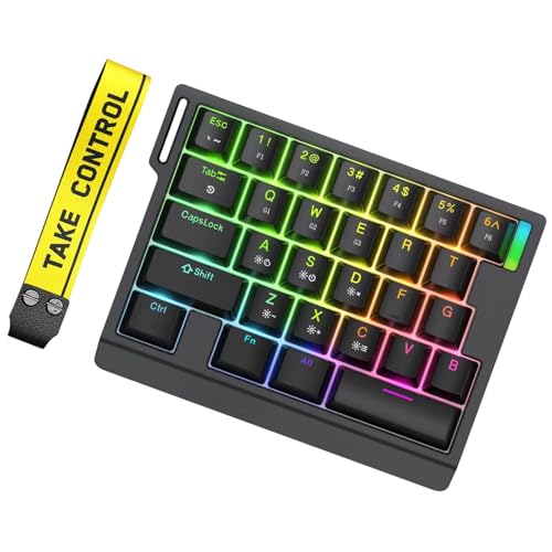 HEMLBOYW スイッチングゲーミングキーボード片手 LED ホットスワップ調整可能な作動キーパッド人間工学的メカニカルポータブルメカニカル
