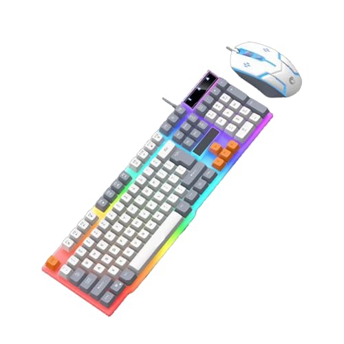 Qsvbeeqj ゲーミングキーボードとコンボLEDバックライト付き104キーキーボードメカニカルフィールUSBコード付きキーボード PCノートパソコン用