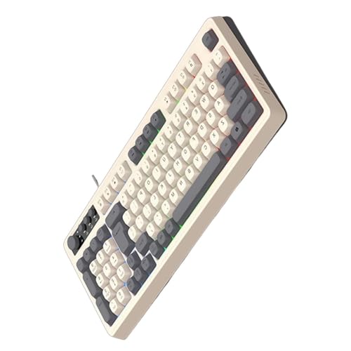 KEXIAO ARGB バックライト ゲーミングキーボード 98キー 人間工学 USB ワイヤキーボード USB ケーブル PC コンピューター ワイヤ接続 キーボード用