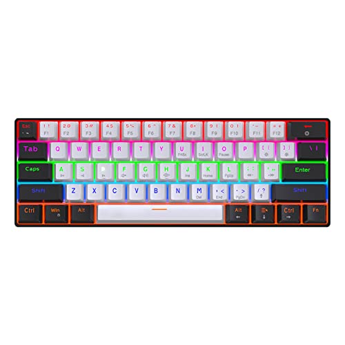 キーボード Generic メカニカル Gaming キーボード61 キー有線 60% コンパクト グリーン スイッチ クール 軽量 ポータブル ブラック ボトム ケース ノートブック PC 用 オールインワン,White