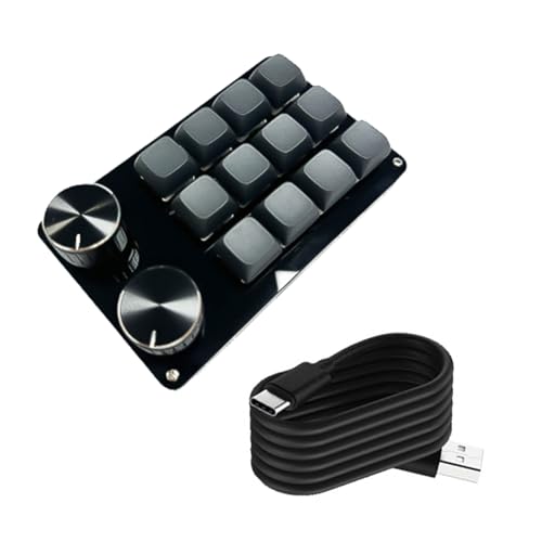 Psdndeww キーボード ダブルカスタマイズノブ付き メカニカルゲーミングキーパッド ゲームワークステーションの複雑なコマンド用 プログラマブルキーボード