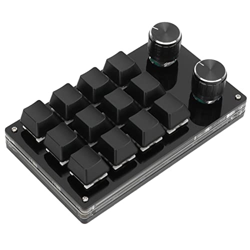 KJOET 片手マクロメカニカルキーボード、12キープログラマブルキーボード片手メカニカルゲーミングキーパッド、マクロキーパッドメカニカルゲーミングキーボード、 PCゲーマー用 (全部黒) MH27090