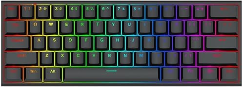 DHKING Redragon M61 SE ラピッドトリガー 磁気スイッチ ゲーミングキーボード メカニカルキーボード TKL 61キー 60% テンキーレス 英語配列 RGBバックライト Nキーロールオーバー エルゴノミクス プログラム可能 有線 8000Hz (M61 SE Black)