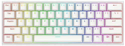 DHKING Redragon M61 SE ラピッドトリガー 磁気スイッチ ゲーミングキーボード メカニカルキーボード TKL 61キー 60% テンキーレス 英語配列 RGBバックライト Nキーロールオーバー エルゴノミクス プログラム可能 有線 8000Hz (M61 SE White)