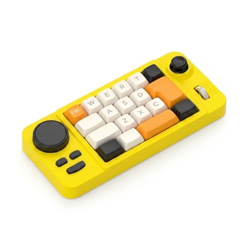 LumZen 19キー ゲーミングメカニカルキーボード プログラム可能ジョイスティック デュアルマクロホイール ホットスワップスイッチ 省スペース設計 カラーバックライト付き ゲーム・作業両用 (イエロー,A)
