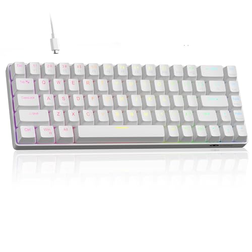 MageGee 60% ラピッドトリガー磁気スイッチキーボード 有線68キー ホットスワップ可能 カスタムRGBバックライト付きゲーミングキーボード Win/PC/MAC用 ホワイト
