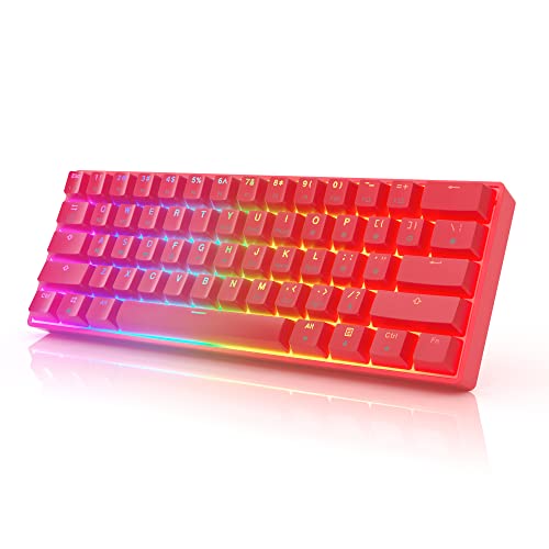 HK Gaming GK61 メカニカルゲーミングキーボード - 61キー マルチカラー RGB イルミネーション LED バックライト 有線 プログラム可能 PC/Macゲーマー用 (Gateron Optical ブラウン/レッド)