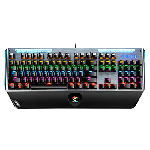 W-LOVNEST K98 メタルメカニカルゲーミングキーボード緑軸 USB 有線 発光キーボードハンドレスト付きデスクトップコンピュ緑軸メカニカルキーボード