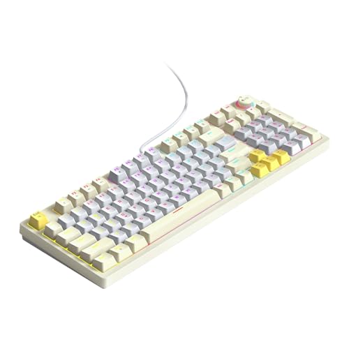 KUGEKI T50 ゲーミングキーボード 97キー メカニカルキーボード RGBバックライト USB有線 抗干渉アンチゴーストキー 英語配列 Windows/Macに対応 オフィス/ゲーム用キーボード ノブ付き(青軸・ホワイトグレー）