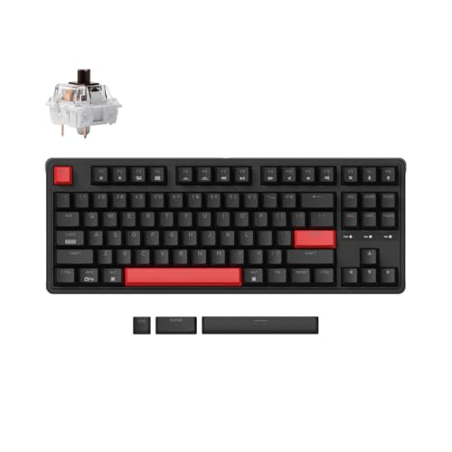 Keychron 【国内正規品】Keychron C3 Pro カスタムゲーミングキーボード、コンパクトテンキーレスレイアウト/USレイアウト/赤色LEDバックライト/有線接続メカニカルキーボード/ガスケットマウント/Mac Windows Linux対応 (Keychron K Pro茶軸) C3P-A3