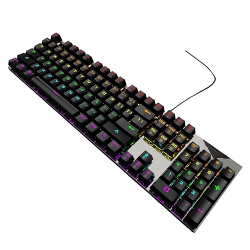 FROMCEO RGBs バックライト メカニカルゲーミングキーボード ブルースイッチ付き 細いワイヤーデザイン PCゲーマー用 クリッキーブルースイッチキーボード用