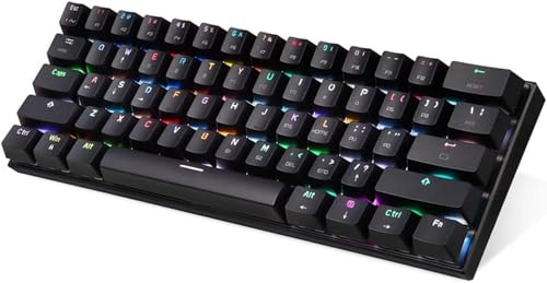 Hudeogb キーボード CK62 61キーRGBメカニカルキーボードUSB有線BTデュアルモードゲーミングキーボードピンク赤いスイッチ (C) vsv5as