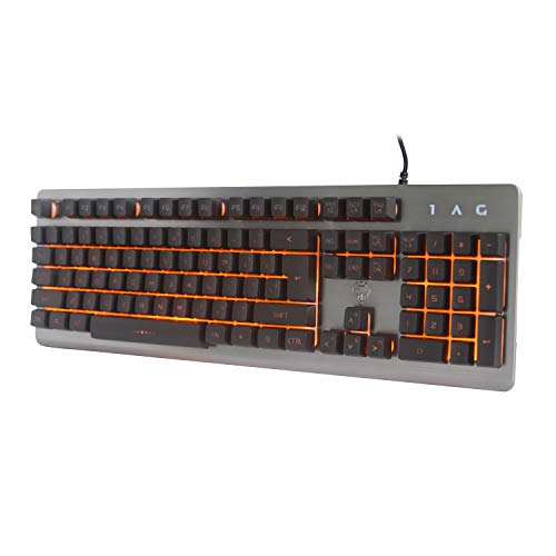 COOLAY ゲーミングキーボード USBキーボード 有線キーボード バックライト搭載 低ノイズ 19キー防衝突 金属キーボード 大型 防水 打ちやすい 英語配列 テンキー付き フルキーボード キー104 おしゃれ 人间工学 ゲーム用 PC用 Windows/Macに対応（黑+黄色バックライト） VBWS0273-E