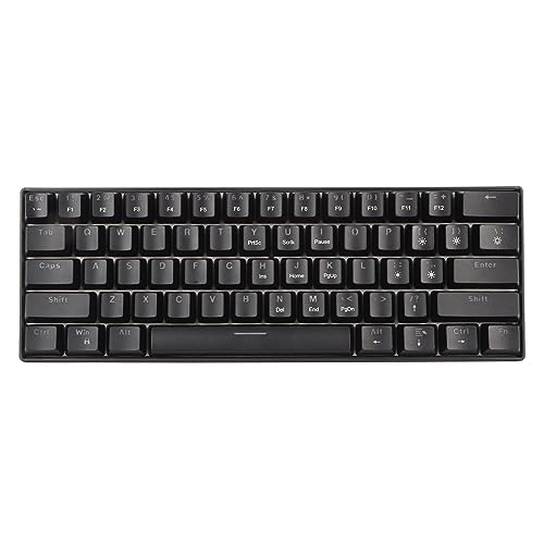 JDGHALU ミニ PC ゲーミング キーボード、応答性の高いポータブル小型サイズ 60% ゲーミング キーボード コンパクト人間工学に基づいた OS X (黒い表面の青いスイッチ)
