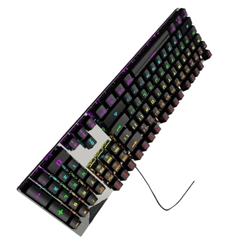 Hkfgdjdl ゲーミングキーボード RGBs バックライト メカニカルゲーミングキーボード ブルースイッチ付き 細いワイヤーデザイン PCゲーマー向け