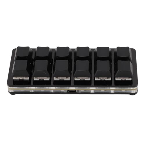 JUNENTER 12キー USB ミニキーボード、プログラム可能なマクロ付き、USB Type C 有線プログラム可能 RGB カスタム片手ゲーミングキーボード メカニカルレッドスイッチゲーミングキーボード OSU キーパッド PC用