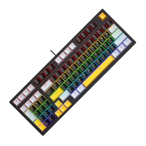 RUTAVM メカニカルゲーミングキーボード 96 キー LED バックライト付きゲーミングボードコ付き人間工学に基づいたオフィス PC マーデスクトップ用 MH8435
