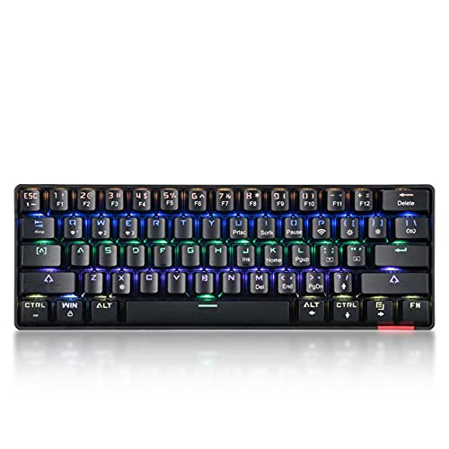 KIMOCA メカニカルゲーミングキーボード87キーボード87キーマーキーエフェクトマルチメディアキーメタルパネルクラシックレイアウトなしすべてのキーのためのパンチなし三脚キーボード 61-key Bluetooth white dual-mode