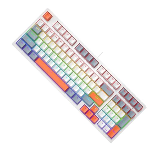 KEXIAO メカニカルゲーミングキーボード 96キー LEDバックライト付きゲーミングキーボード コード付き人間工学オフィスキーボード PCゲーマーデスクトップ用
