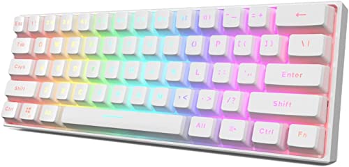 LUNAMY ゲーミングキーボード61キーマルチカラーRGBプログラマブル耐水性PC、ゲーマー向けアンチ, 白 VSVB742