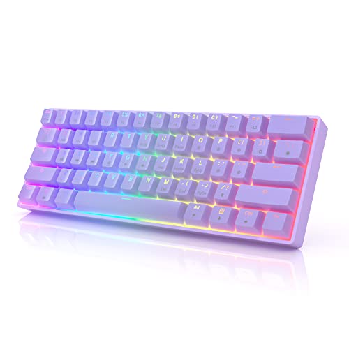 HK Gaming GK61 メカニカルゲーミングキーボード - 61キー マルチカラー RGB イルミネーション LED バックライト 有線 PC/Macゲーマー用 プログラム可能 (Gateron Optical Yellow Lavender)