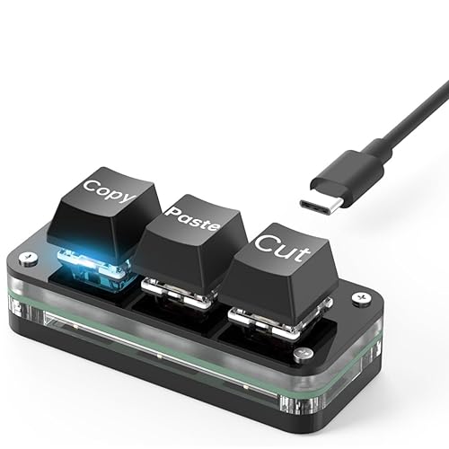 BRIMFORD USB Mini 3キーキーボード カットコピーペーストマクロパッド ホットスワップ 片手メカニカルゲーミングキーボード OSUキーパッド プログラマブルキーボード 仕事やゲーム用 (ブラック)