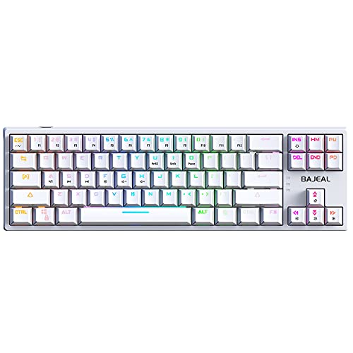 HXBER K71 有線メカニカルキーボード 71キー ゲーミングキーボード RGBライトエフェクトブルースイッチ 取り外し可能なデータケーブル ホワイト HXBUSC12493WXSJ