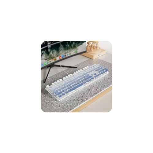 こきまとざ ゲーミングキーボード 有線 無線 Bluetooth対応 3モード メカニカルキーボード 有線USB パンク風 レトロ デザイン グラデーション オフィス ゲーミング対応 ホワイト軸 ホワイトバックライト (有線リンク)