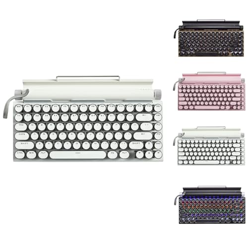 Aishaba [Aishaba]ゲーミングキーボード メカニカルキーボード Bluetooth/USB有線 83キー 青軸 3台同時接続 高速応答 レトロタイプ風 LEDバックライト付き 耐久性 静音 防水 滑り止め オフィス/ゲーミング/自宅/寝室用 ノートパソコン デスクトップ 対応 贈り物