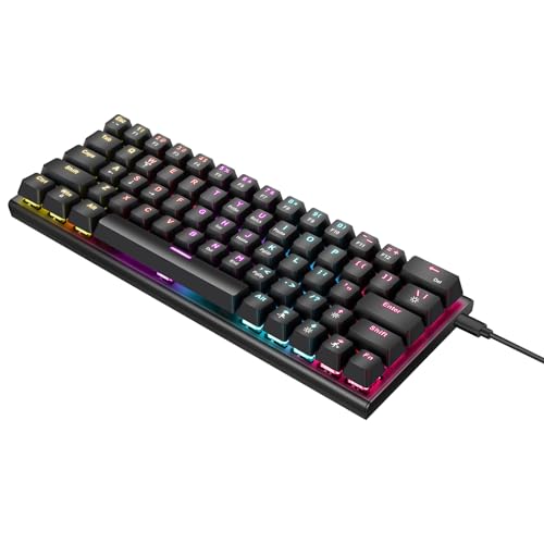 JDGHALU メカニカルキーボード有線ゲーミングイルミネーションキーボードカラフルなバックライト付きカスタム63キーオフィスキーボード