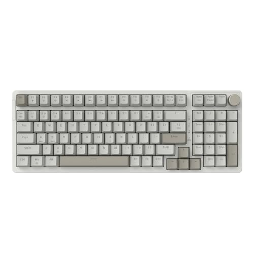 A.JAZZ AK992有線メカニカルキーボード、98キーフルレイアウト、ホットスワップ対応USBゲーミングキーボード、マルチメディアキーノブ付き、デスクトップPCおよびラップトップと互換性あり