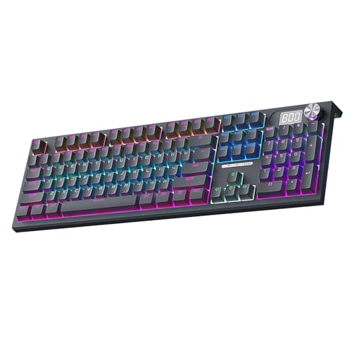 ゲーミングキーボードメカニカル ゲーム キーボード 赤軸 リニアスイッチ USB 有線 RGBバックライト ガスケット構造 着脱式ケーブル 全キー防衝突 小さい 65％サイズ コンパクト 英語配列 音量調節ノブ付き Windows 対応 (黒） SDJP24091608BH3411