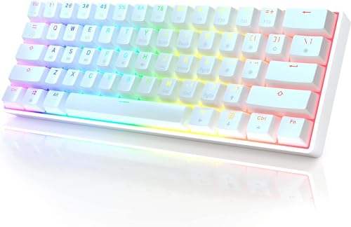 HK Gaming GK61 メカニカルゲーミングキーボード - 61キー マルチカラー RGB イルミネーション LED バックライト 有線 プログラム可能 PC/Macゲーマー用 (Gateron Optical Yellow、White)