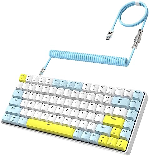Yindiao K84 75%メカニカルゲーミングキーボード 84キー TKL レイアウト コンパクトキーボード ホットスワップ可能 18 LEDバックライト アンチゴースト プロコイル USB-Cケーブル付き 人間工学 ポータブル PC Mac用 (レモン、レッドスイッチ)