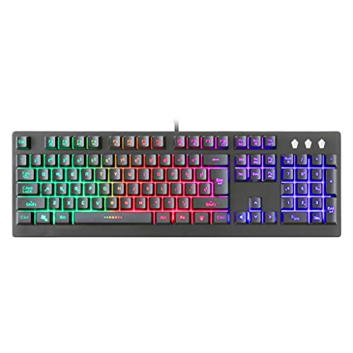 CableWholesale ゲーミングRGB LEDライトアップUSBキーボード、104キー。