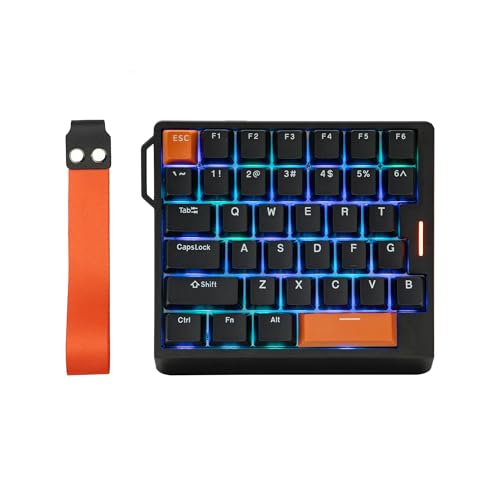 EPOMAKER HE30 左手デバイス 片手キーボード ラピトリ ホール効果 8Kポーリングレート 0.125ms SOCD＆スナップキー アクチュエーションポイント 調整可能 磁気スイッチ PBTキーキャップ RGBバックライト カスタムソフトウェア Windows ゲーマー用 有線ゲーミングキーボード (Black Orange)