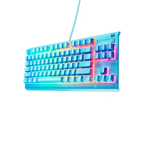 SteelSeries ゲーミングキーボード テンキーレス 有線 Apex 3 TKL Aqua US 英語配列 静音スイッチ IP32防滴 24キー同時押し対応 アクア 64933