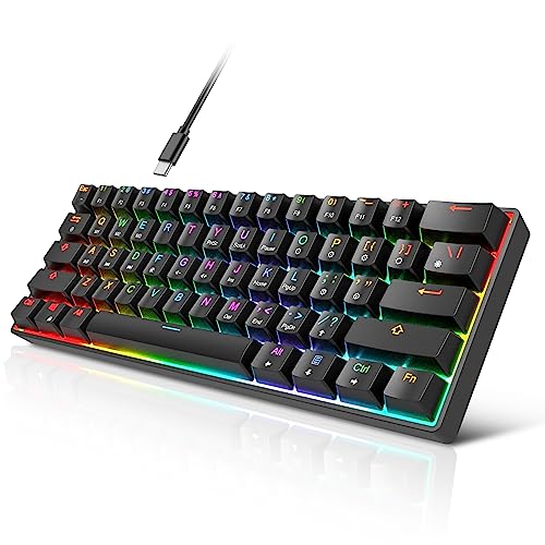 targeal 60%メカニカルゲーミングキーボード - 61キー ブラウンスイッチ 静音オフィスコンピュータキーボード - マルチカラーRGBレインボーLEDバックライト - PC/Windows/Mac/ゲーマー用にプログラム可能 - USB有線 - ブラック b867fba0-adb4-48c0-a176-55c691b09805