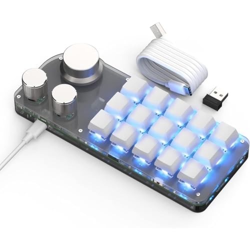otoye プログラマブルキーボード 15キー マクロキーボード 片手用 小型 赤軸メカニカル Bluetooth/有線両対応 7色RGBバックライト 軸交換可能 左手ゲーミング カスタムキーマッピング 18キャラクタ表示 (A)