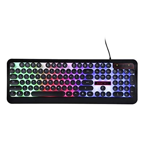 ZhaoGangLi キーボード レインボーLEDゲーミングキーボード人間工学に基づいたデザインオフィスワーク・キーボード ＰＣ用キーボード 仕事PC用 自宅ゲーム用 (色 : Black, Size : One size)
