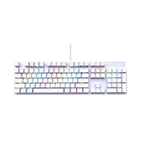 FoxXRay フルサイズメカニカルゲーミングキーボード HKM-88 マクロ対応キーカスタマイズ可能 RGBバックライト Outemuレッドスイッチ搭載 USBプラグアンドプレイ PC用 FXR-HKM-88
