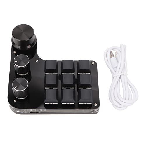 Mbeysaq RGB Blue Switch ミニメカニカルキーパッド 9つのキー&3つのノブ付き - PC用プログラム可能なゲーミングキーボード - プラグアンドプレイ - オフィス、音楽、メディア。 Mbeysaqpcorgym1xs