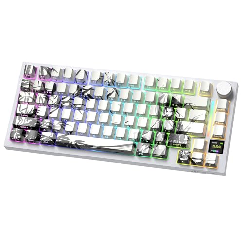ATTACK SHARK ATTACK SHAKR X820ULTRA ゲーミングキーボード 無線 メカニカキーボード ワイヤレス bluetoothキーボード有線 Gasket構造 3モード ホットスワップ可能 75%リニア軸 gift軸 RGB PBTキーキャップ Gasket構造 4000mAh ノブ付き 仕事用ディスプレイ付き WIN/MAC対応（黒の剣士）